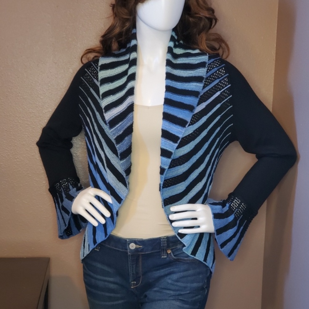 angel by gabri ozel cardigan multicolor rainbow open front merino wool Small S - Picture 1 of 9